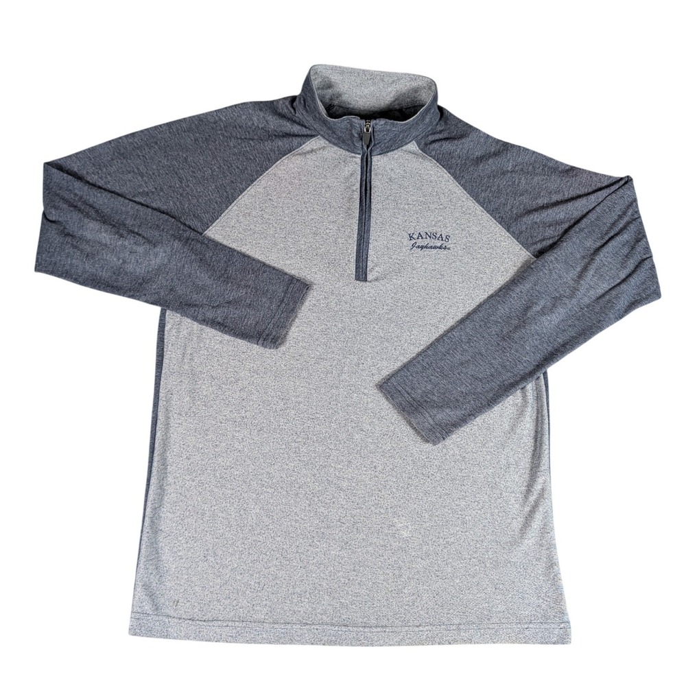 Gear For Sport Kansas Jayhawks Mens Grey Quarter Zip Pullover Performance Top